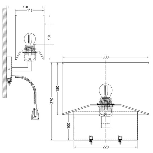 أبليك فندقي كروم شيد مستطيل مع كشاف BJ047