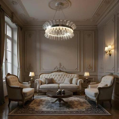 ثريا بيفيل دائري زجاج مائل كروم ليد MD5196