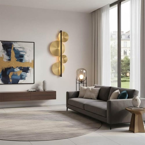 جداري موون ذهبي وخط أسود ليد 60 سم BJ063