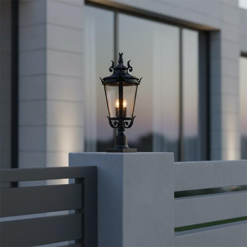 ستاند فوق السور خارجي ضخم برونز+ذهبي غامق زجاج تشا...