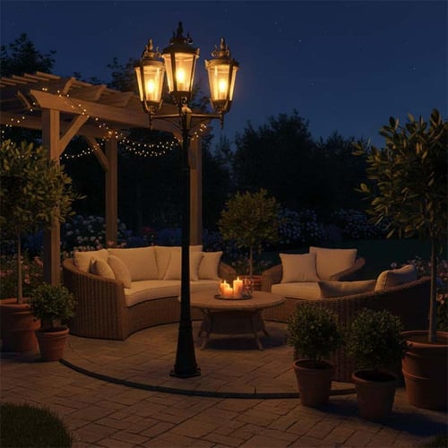 عامود ثلاثي خارجي وسط برونز+ذهبي غامق زجاج تشامبين...