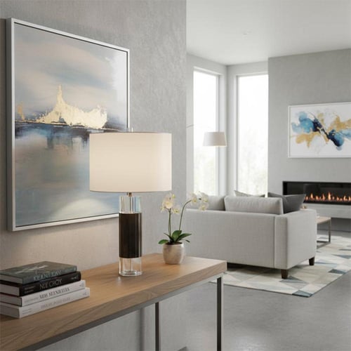 اباجورة اسطواني نصف أسود وكريستال E27H0019