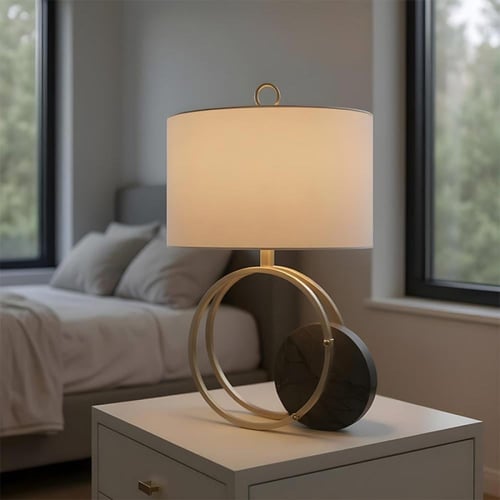 اباجورة حلقة ذهبي ورخام أسود D4111