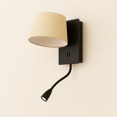 ابليك فندقي أسود وبيج دائري مع كشاف W33008