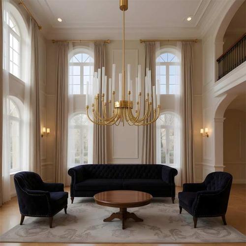 ثريا سكولاري دائري ليد ورملايت ذهبي XQ-008