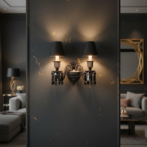 جداري ثنائي بكارات كريستال كلاسيك أسود9031-2B