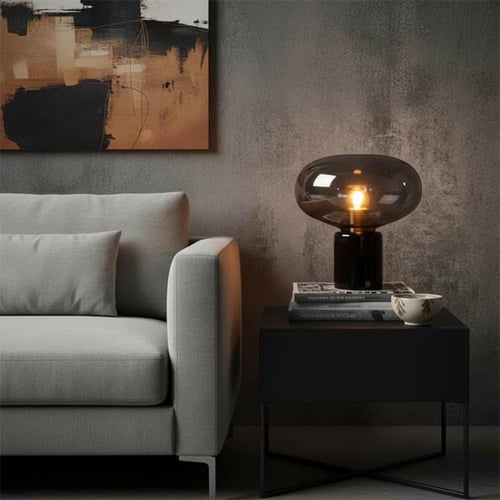 أباجورة رخام أسود وقزاز سموك T-7017S