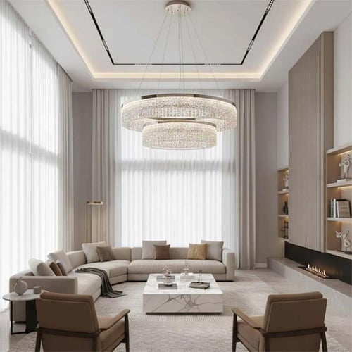 ثريا هارولد دائري كروم كريستال ليد ورملايت TF7804D