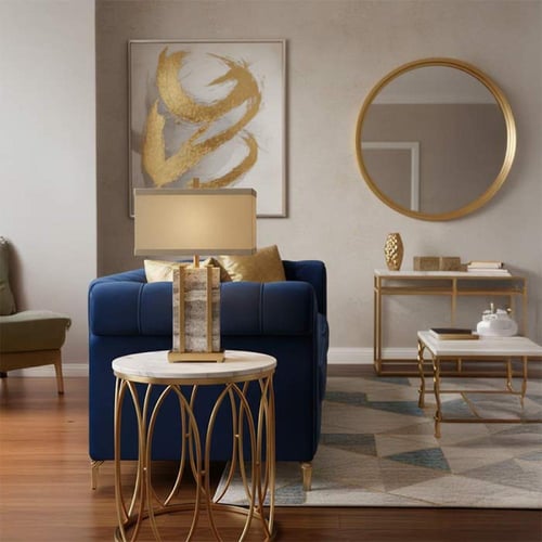 اباجورة لوح رخام وخطين ذهبي E27 D3894