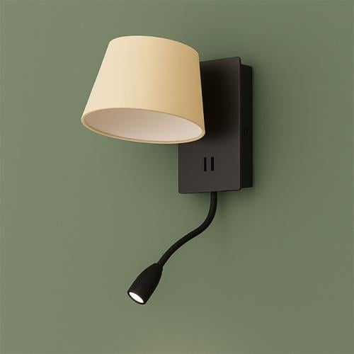 ابليك فندقي أسود وبيج دائري مع كشاف W33008