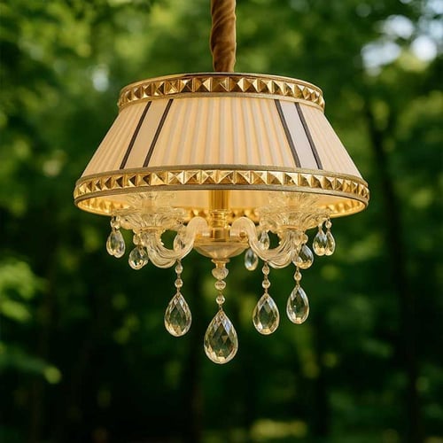 ثريا اباجوره ابيض كريستال رخام ذهبي - 6658