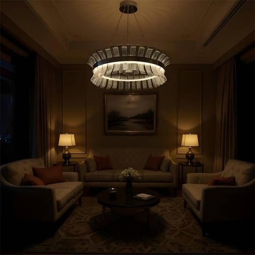 ثريا بيفيل دائري زجاج مائل كروم ليد MD5196