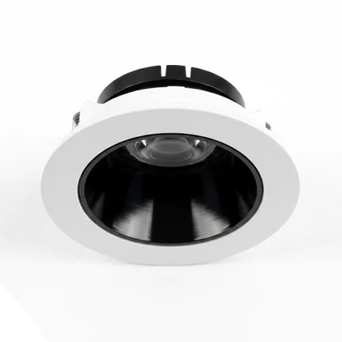 9cm Recessed Aluminum PC Spot Light Frame White Flange Glossy Black Reflector - 5578 GU10
