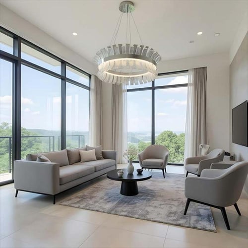 ثريا بيفيل دائري زجاج مائل كروم ليد MD5196