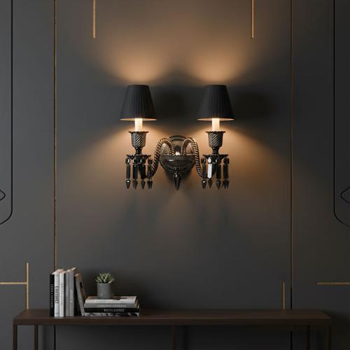 جداري ثنائي بكارات كريستال كلاسيك أسود9031-2B