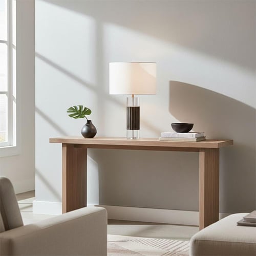 اباجورة اسطواني نصف أسود وكريستال E27H0019