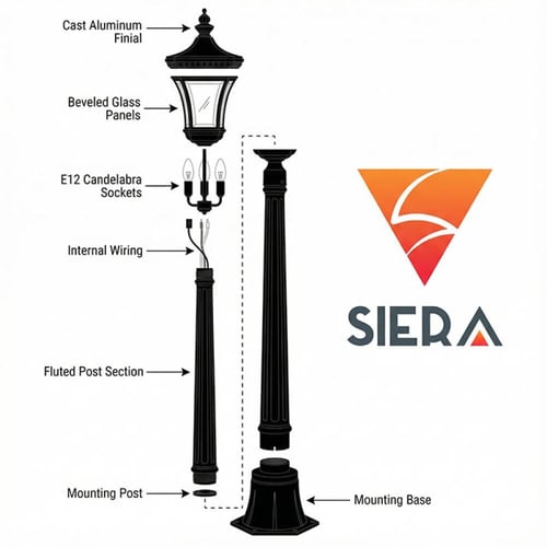 عامود مشاية كبير أسود وذهبي زجاج شفاف SD8309-L