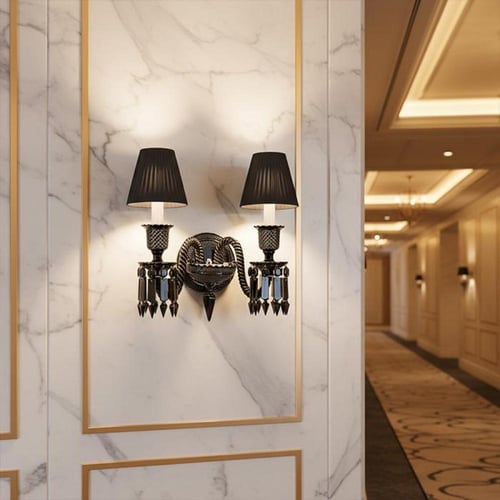 جداري ثنائي بكارات كريستال كلاسيك أسود9031-2B