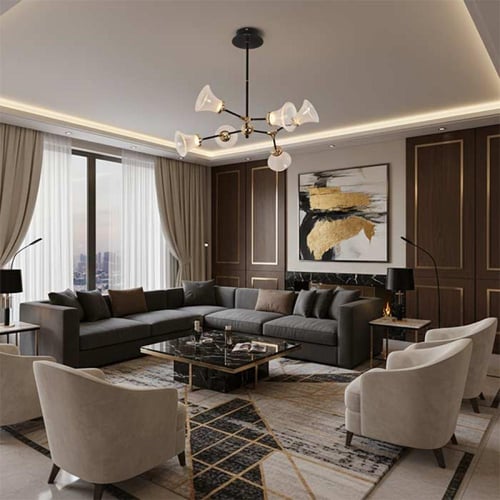 ثريا فلورا أسود + نحاسي لونين إضاءة 909