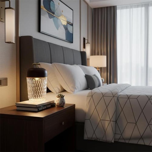 أباجورة فيولا ذهبي كريستال شحن 2.5 وات T007