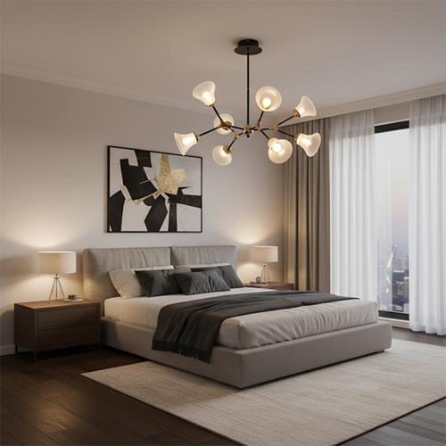 ثريا فلورا أسود + نحاسي لونين إضاءة 909