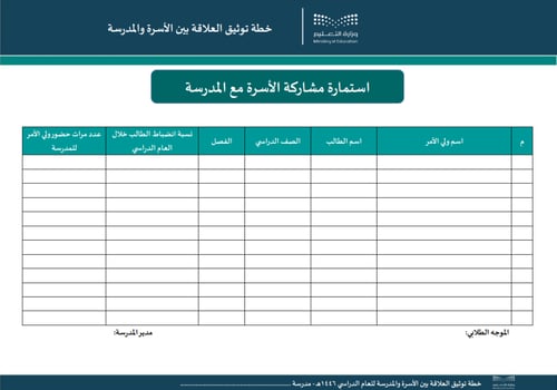 خطة توثيق العلاقة بين الأسرة والمدرسة