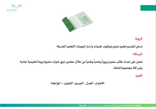 الخطة التشغيلية للمرحلة المتوسطة للعام الدراسي 144...