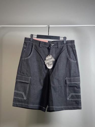 Dark denim cargo shorts - with contrast stitching