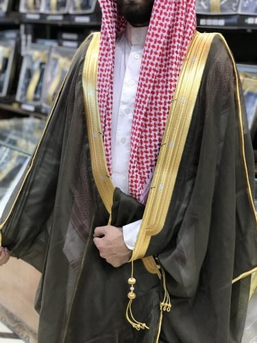 بشت رجالي رسمي لون زيتي غامق قماش كوري قصب فرنسي د...