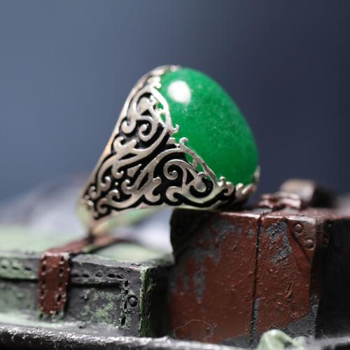 خاتم عقيق اخضر G-064