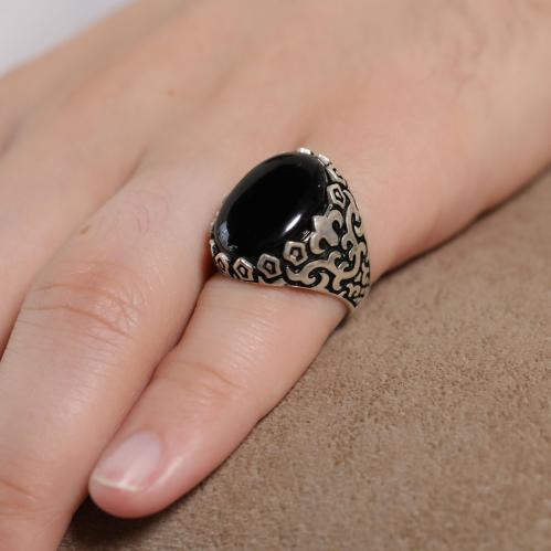 خاتم عقيق اسود F-0105