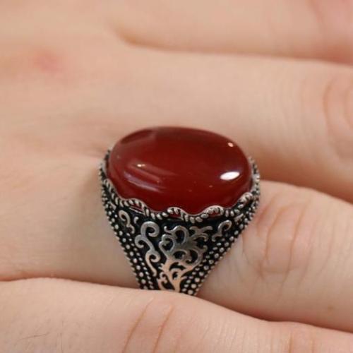 Red Agate Ring, Liver, H-073