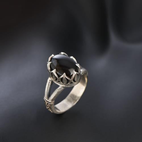 خاتم مميز بحجر العقيق الأسود Z-06