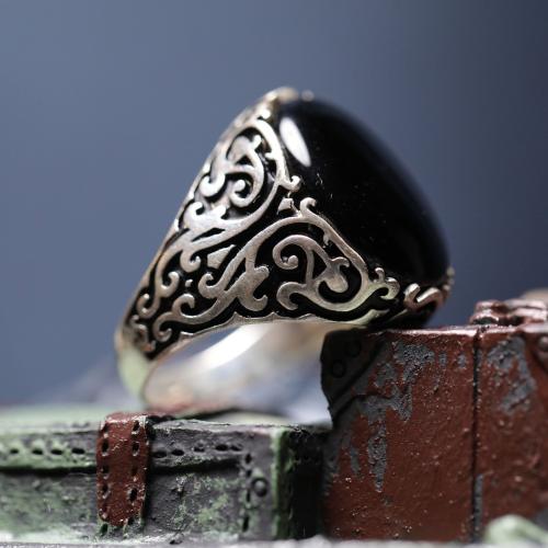 خاتم عقيق اسود G-062