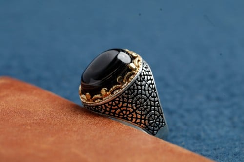 خاتم عقيق اسود A-07
