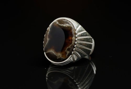 خاتم فضه بعقيق يمني P-07