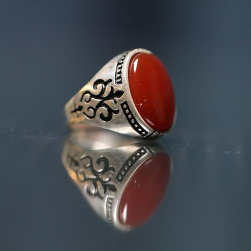 خاتم عقيق احمر كبدي D-072