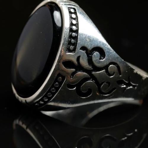 خاتم عقيق اسود D-071