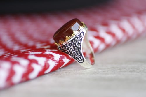 خاتم عقيق احمر كبدي