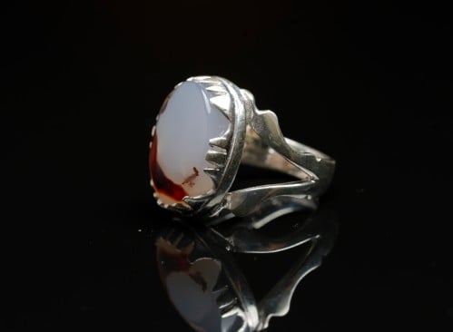 خاتم فضه بعقيق يمني N-09