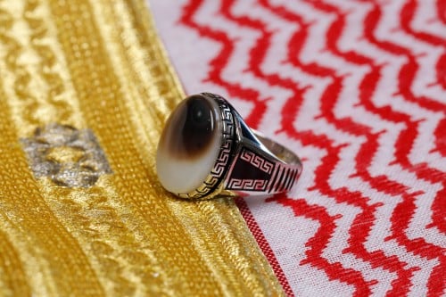 خاتم فضة بعقيق ابيض B-02