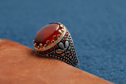 خاتم عقيق احمر كبدي I-06