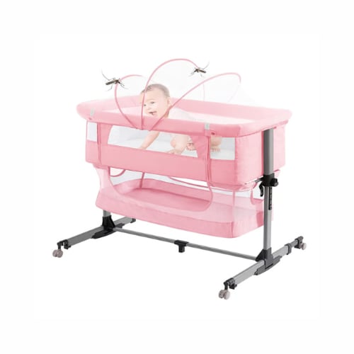 سرير أطفال جانبي قابل للتعديل مع هزاز أوتوماتيكي –...