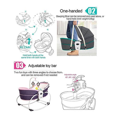 سرير هزاز للأطفال 5 في 1 متعدد الوظائف