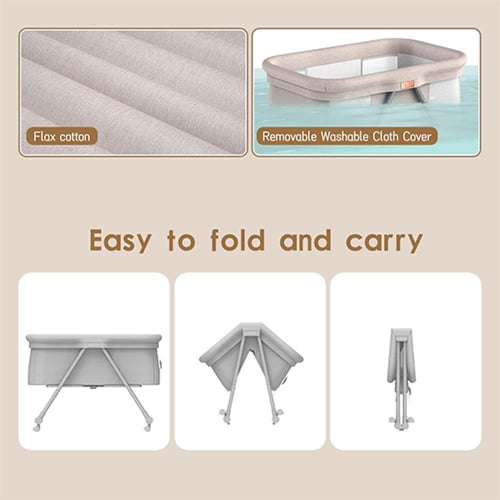 سرير أطفال متنقل قابل للطي مع ناموسية وعجلات قابلة...