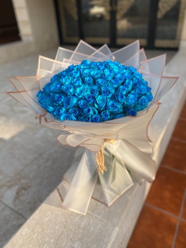 بوكيه 100 ورد ازرق