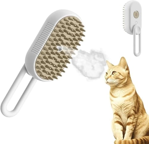فرشاة بخار 3 في 1 للقطط قابلة لفصل الرؤوس لإزالة ا...