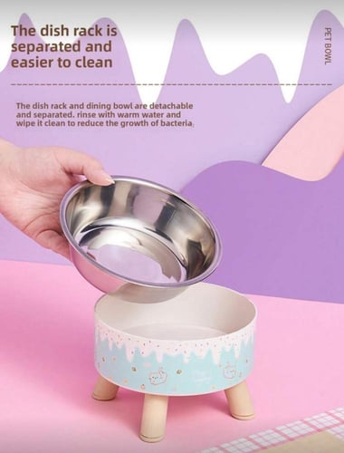 صحن طعام استيل مع قاعدة للقطط والكلاب بألوان مختلف...