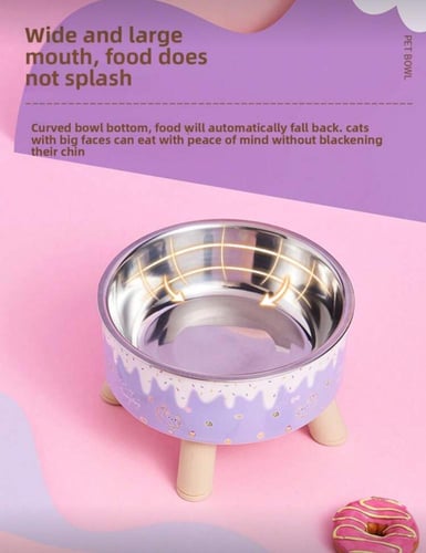 صحن طعام استيل مع قاعدة للقطط والكلاب بألوان مختلف...