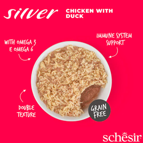 شيزر معلبات طعام رطب بنكهة الدجاج مع البط للقطط ال...